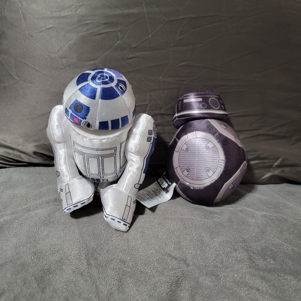 Disney Store Star Wars Set of Two Droids R2-D2 BB-9E Plush Figure Toy White